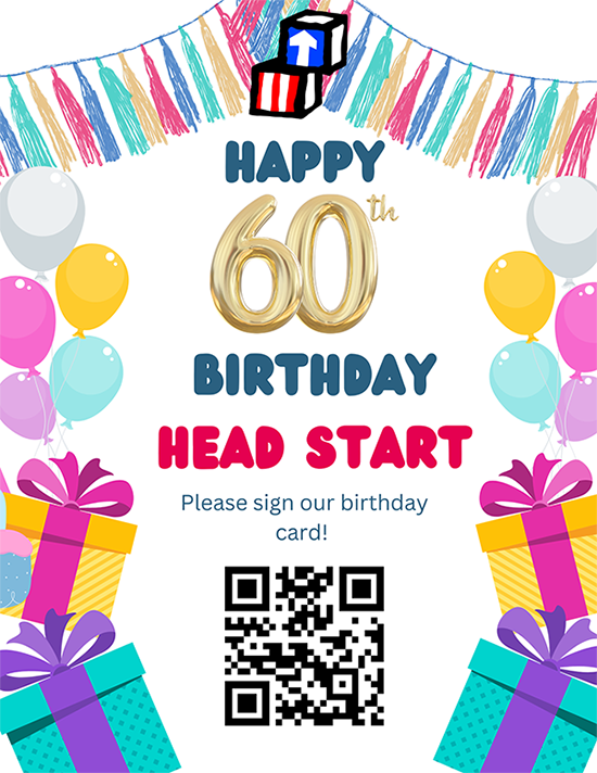 happy birthday head start image and qr code